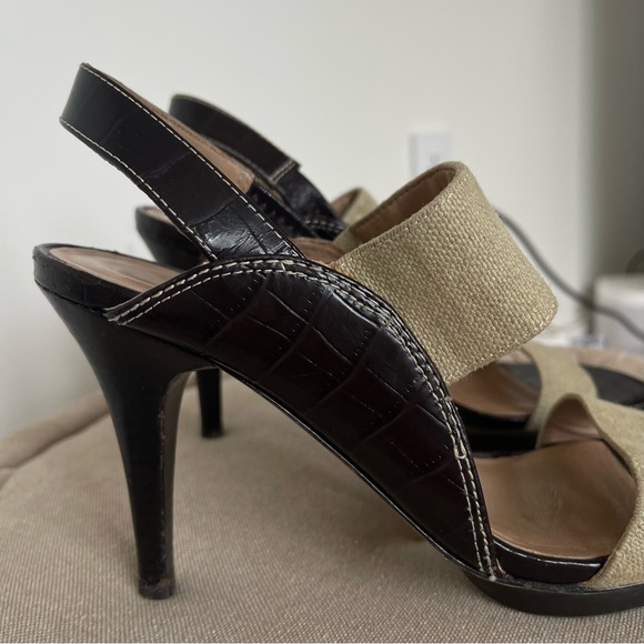 Donald J Pliner platform Healed Sandals slip canvas and leather - Picture 12 of 12